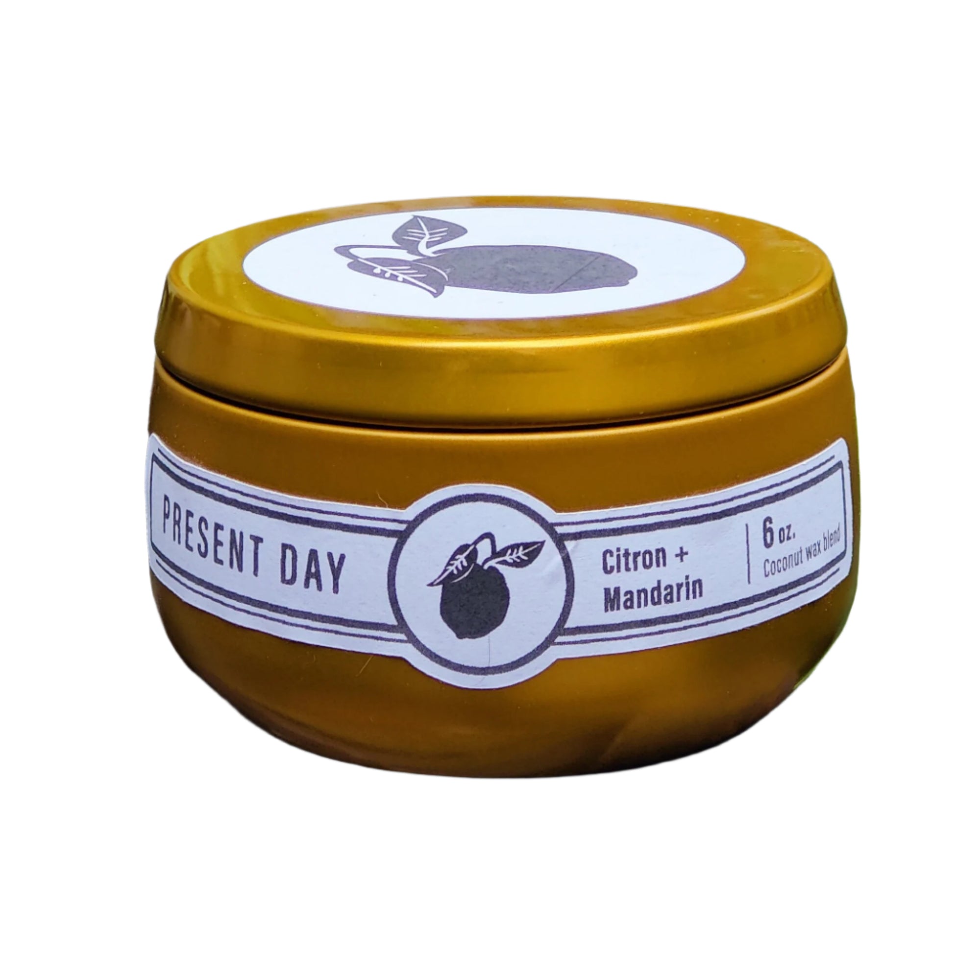 Citron Mandarin Candle – Hand-Poured 6 oz. Gift Tin, Bright Citrus & Warm Amber