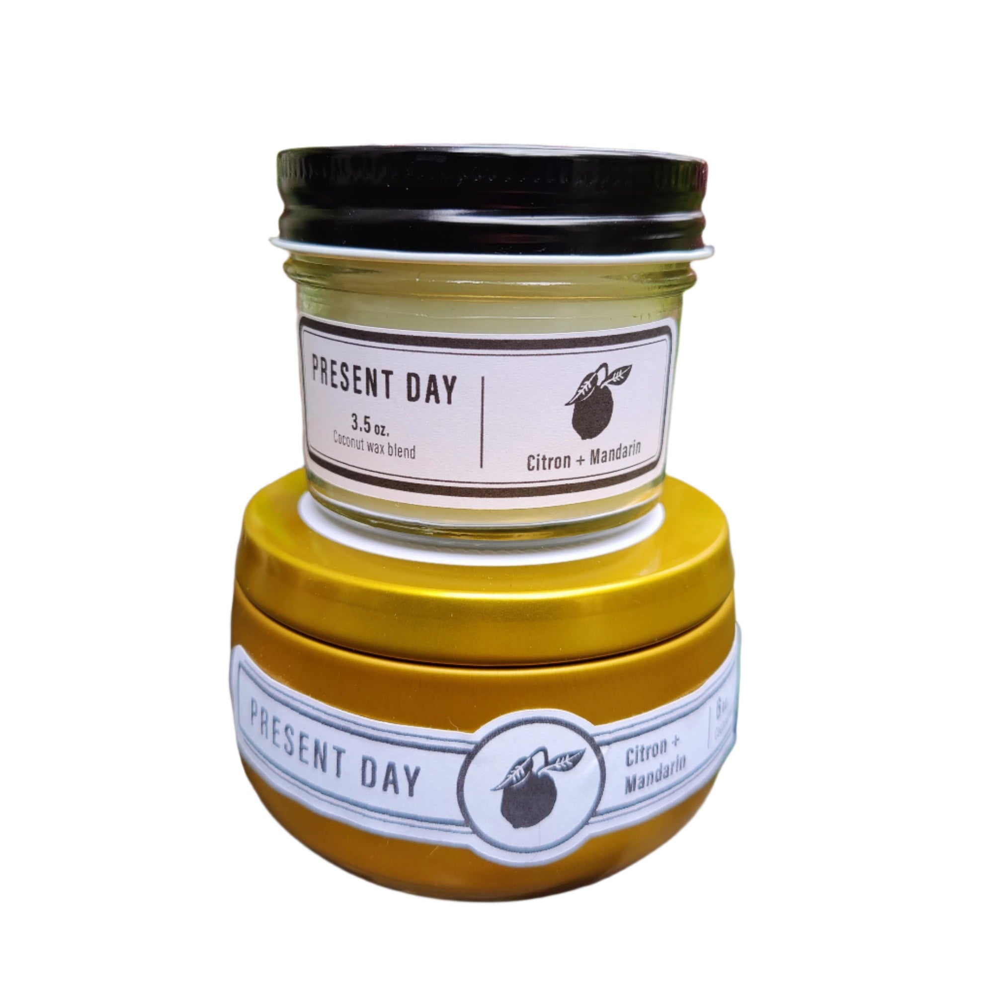 Citron Mandarin Candle – Hand-Poured 6 oz. Gift Tin, Bright Citrus & Warm Amber