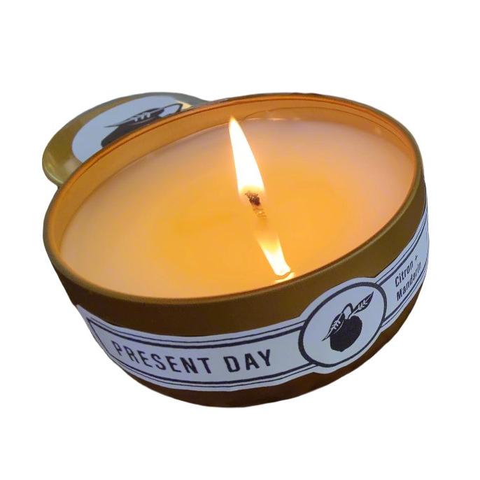 Citron Mandarin Candle – Hand-Poured 6 oz. Gift Tin, Bright Citrus & Warm Amber