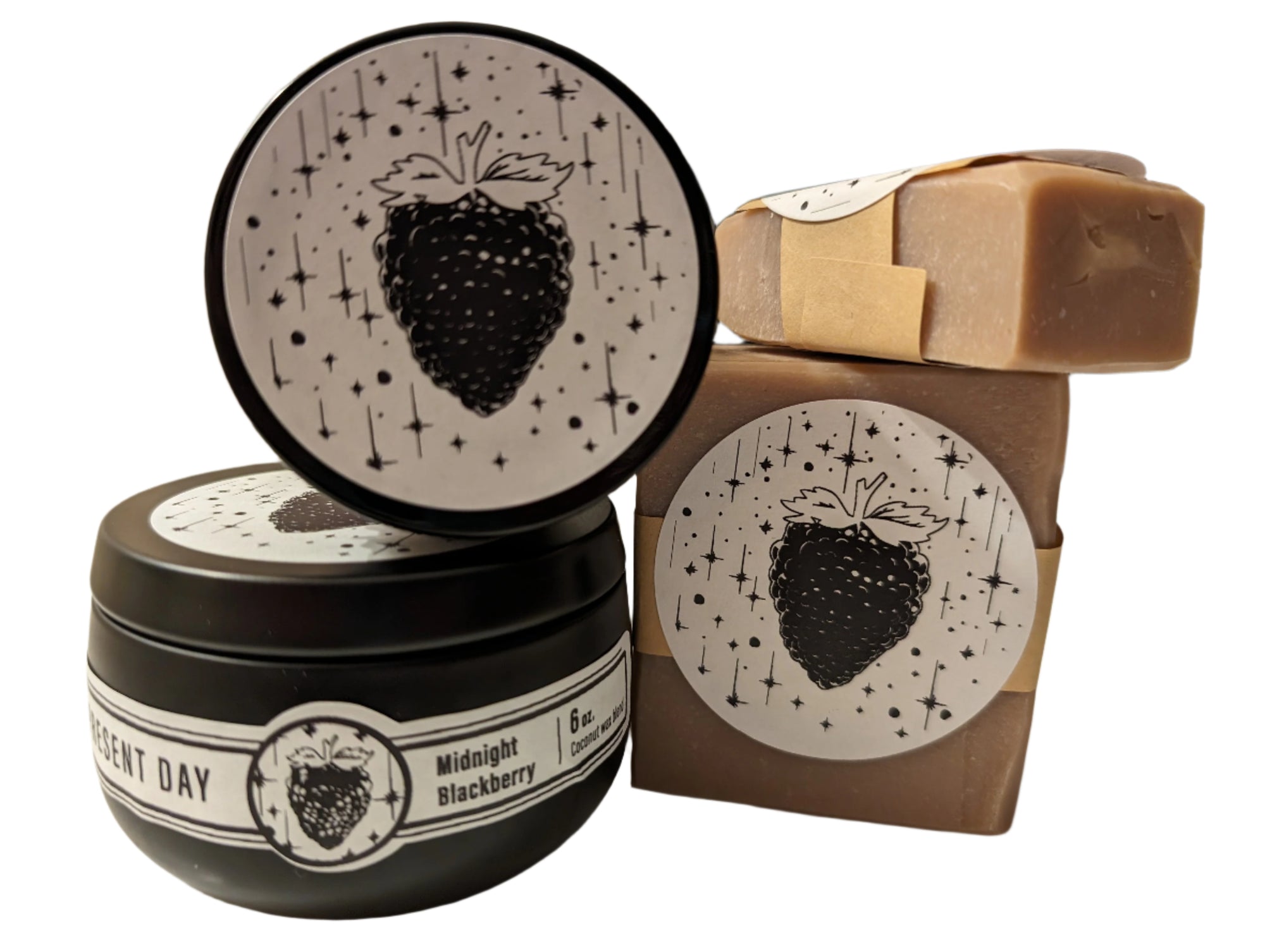 Midnight Blackberry Candle – Hand-Poured 6 oz. Gift Tin, Dark Berry & Amber Scent