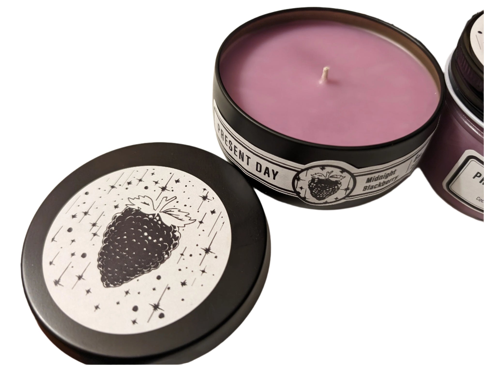 Midnight Blackberry Candle – Hand-Poured 6 oz. Gift Tin, Dark Berry & Amber Scent