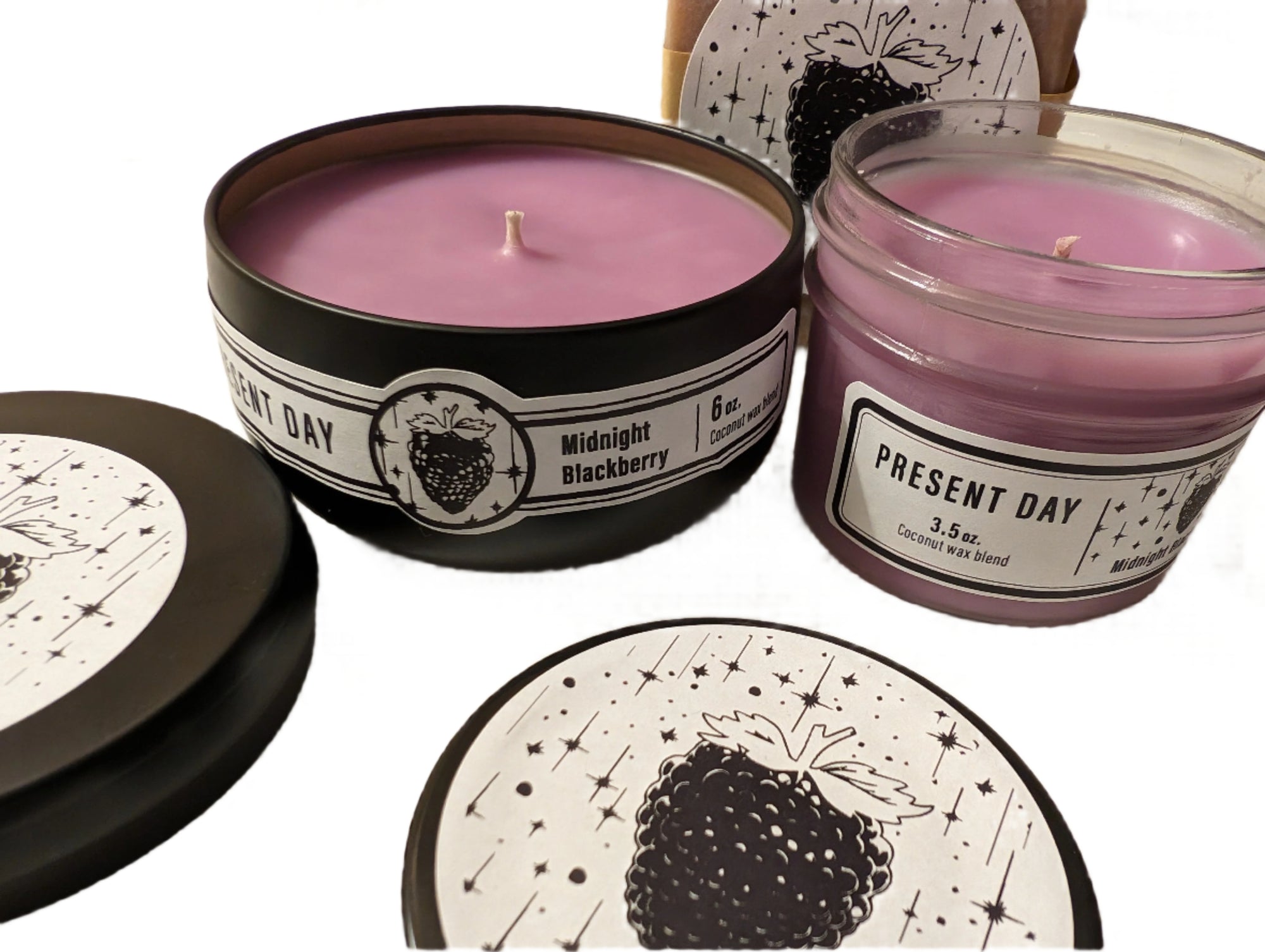 Midnight Blackberry Candle – Hand-Poured 6 oz. Gift Tin, Dark Berry & Amber Scent