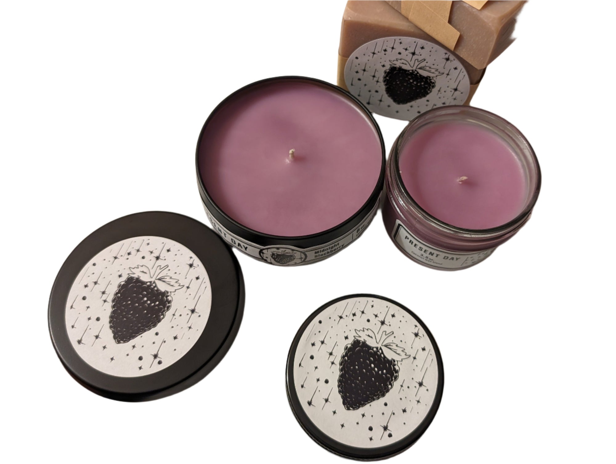 Midnight Blackberry Candle – Hand-Poured 6 oz. Gift Tin, Dark Berry & Amber Scent