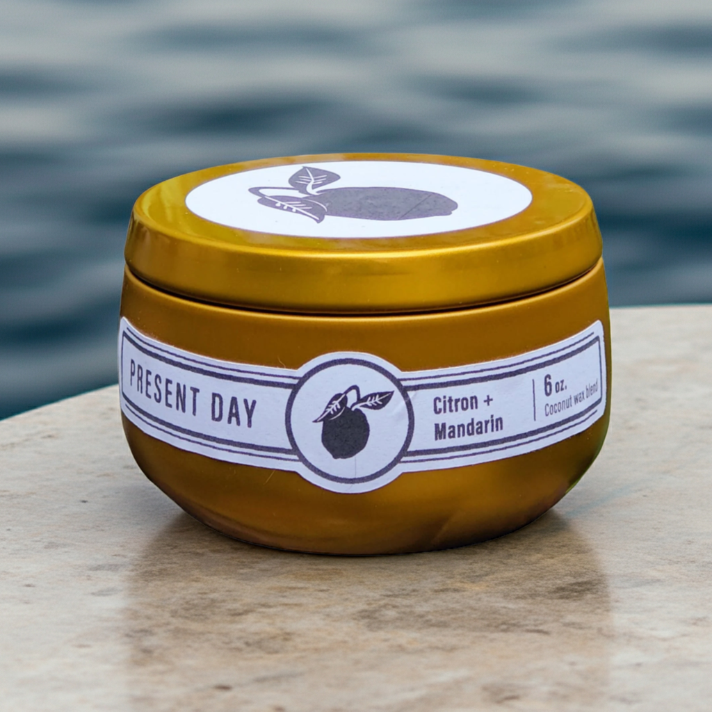 Citron Mandarin Candle – Hand-Poured 6 oz. Gift Tin, Bright Citrus & Warm Amber