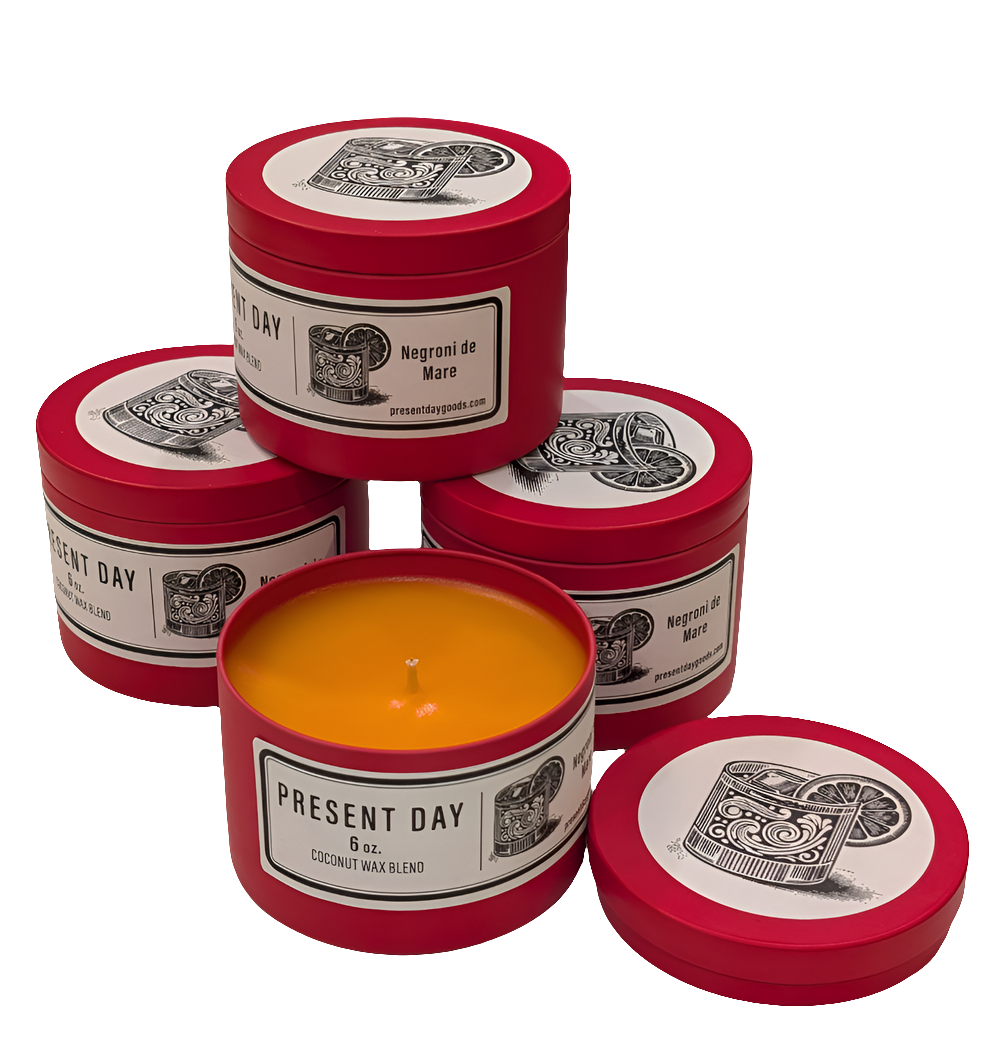 Negroni de Mare Candle – Hand-Poured Coconut Wax in Gift Tin, Bold Citrus & Aromatic Woods