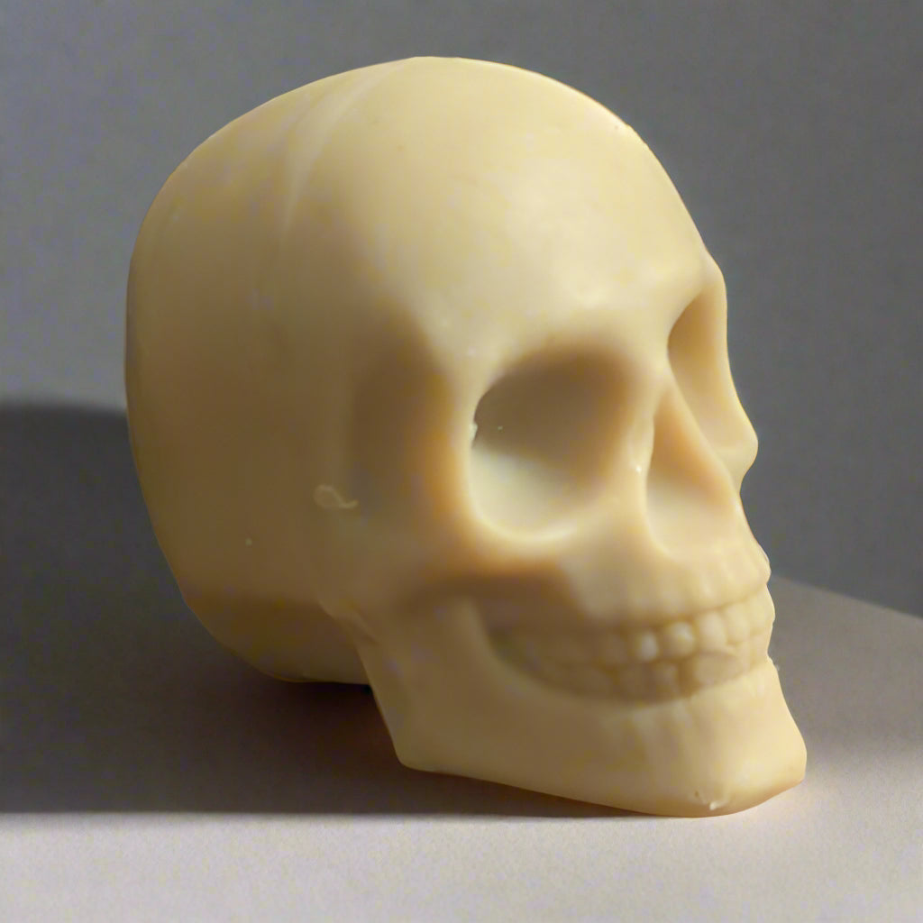 bone color skull shaped hand soap