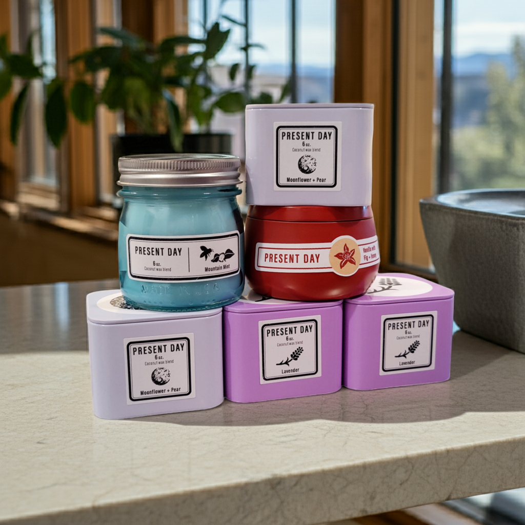 Lavender Candle – Hand-Poured Coconut Wax Blend in Square Gift Tin, Clean & Calming Scent