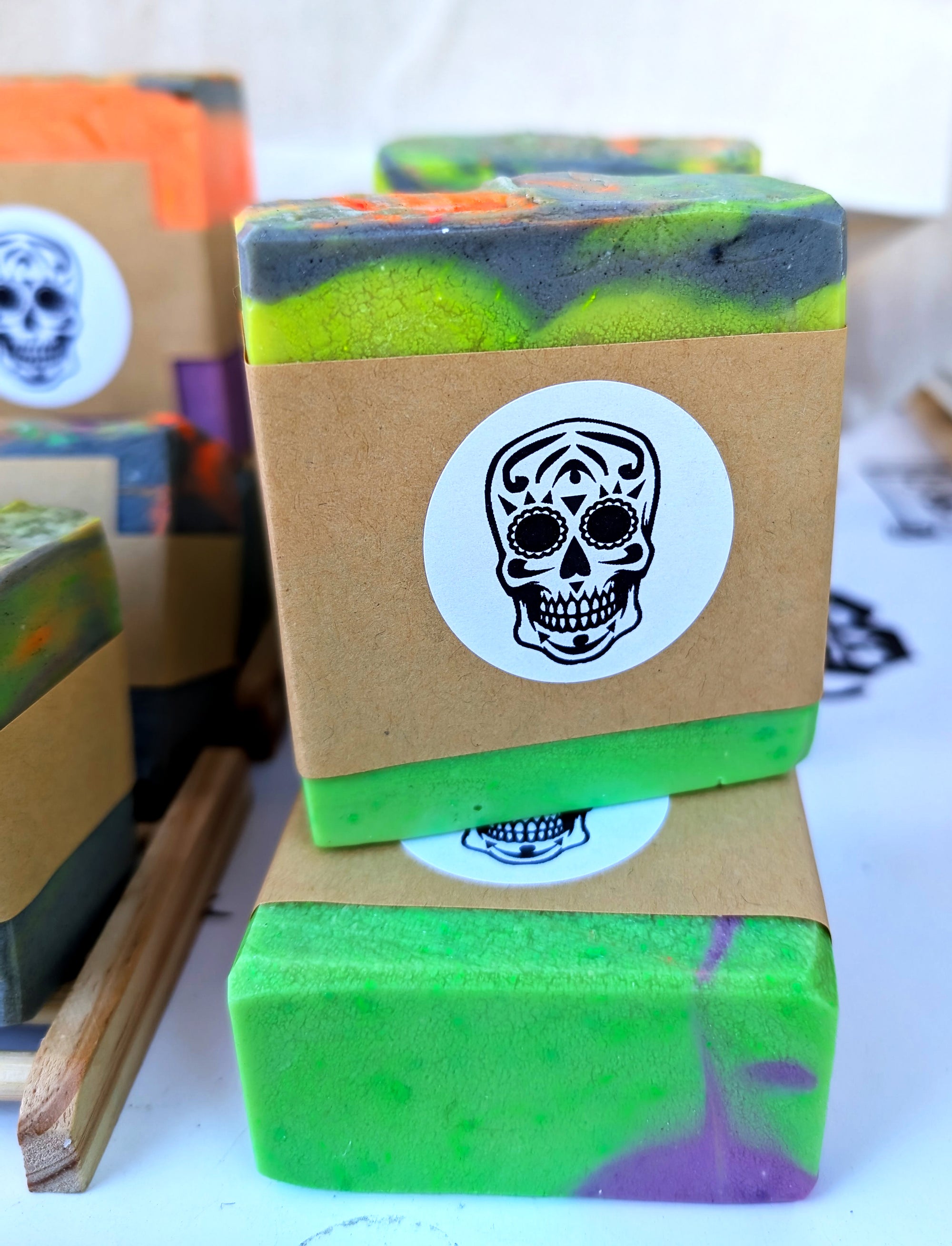 Day of the Dead Sugar Skull Scented Soap with Activated Charcoal