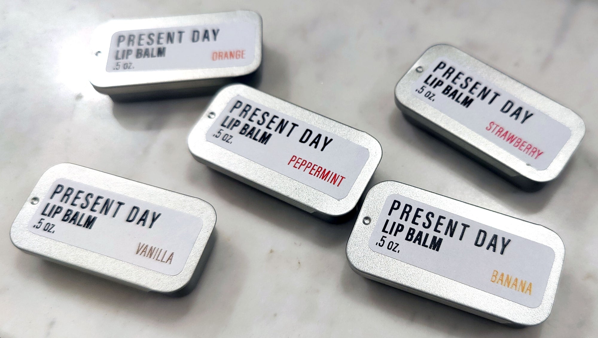 Present Day Vanilla Lip Balm, .5 oz. slide tin