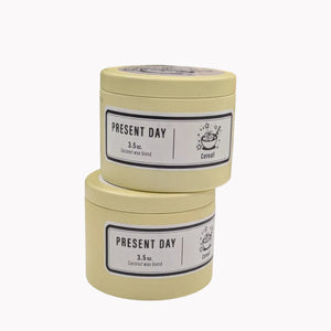 Two yellow containers with 'Present Day' labels on a white background