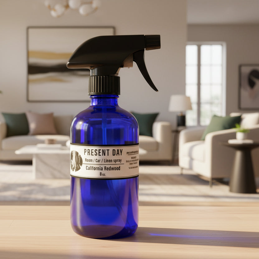 blue spray bottle for California Redwood Room Spray