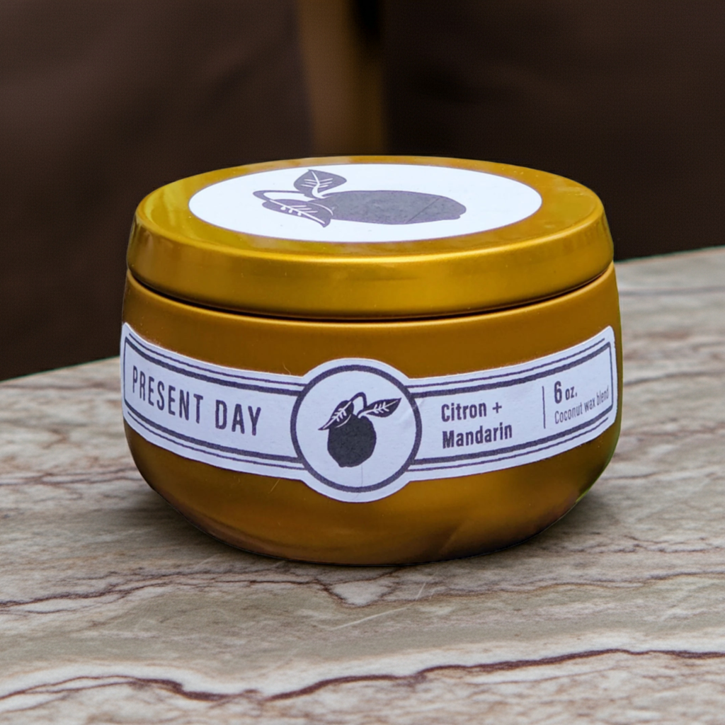 Citron Mandarin Candle – Hand-Poured 6 oz. Gift Tin, Bright Citrus & Warm Amber