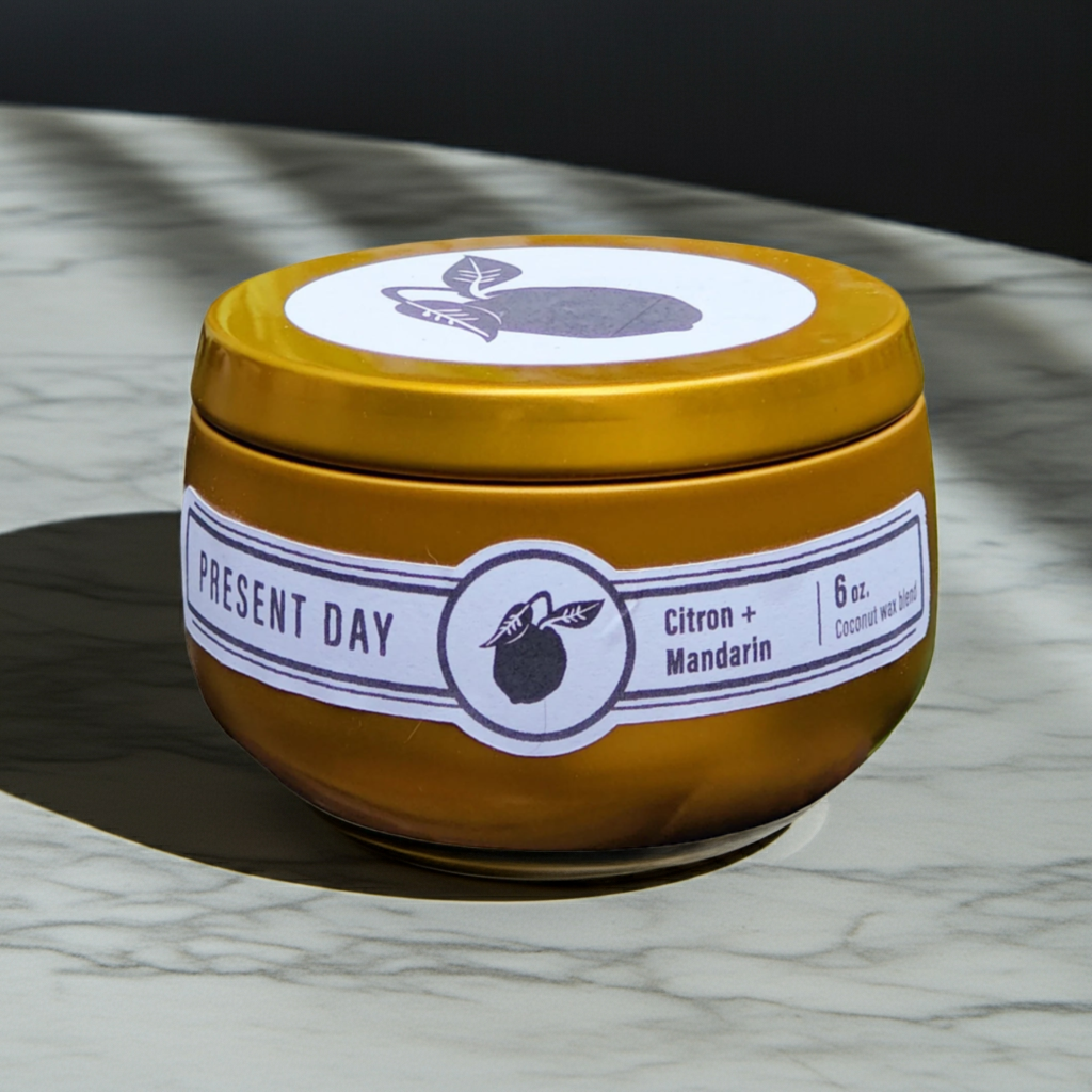 Citron Mandarin Candle – Hand-Poured 6 oz. Gift Tin, Bright Citrus & Warm Amber