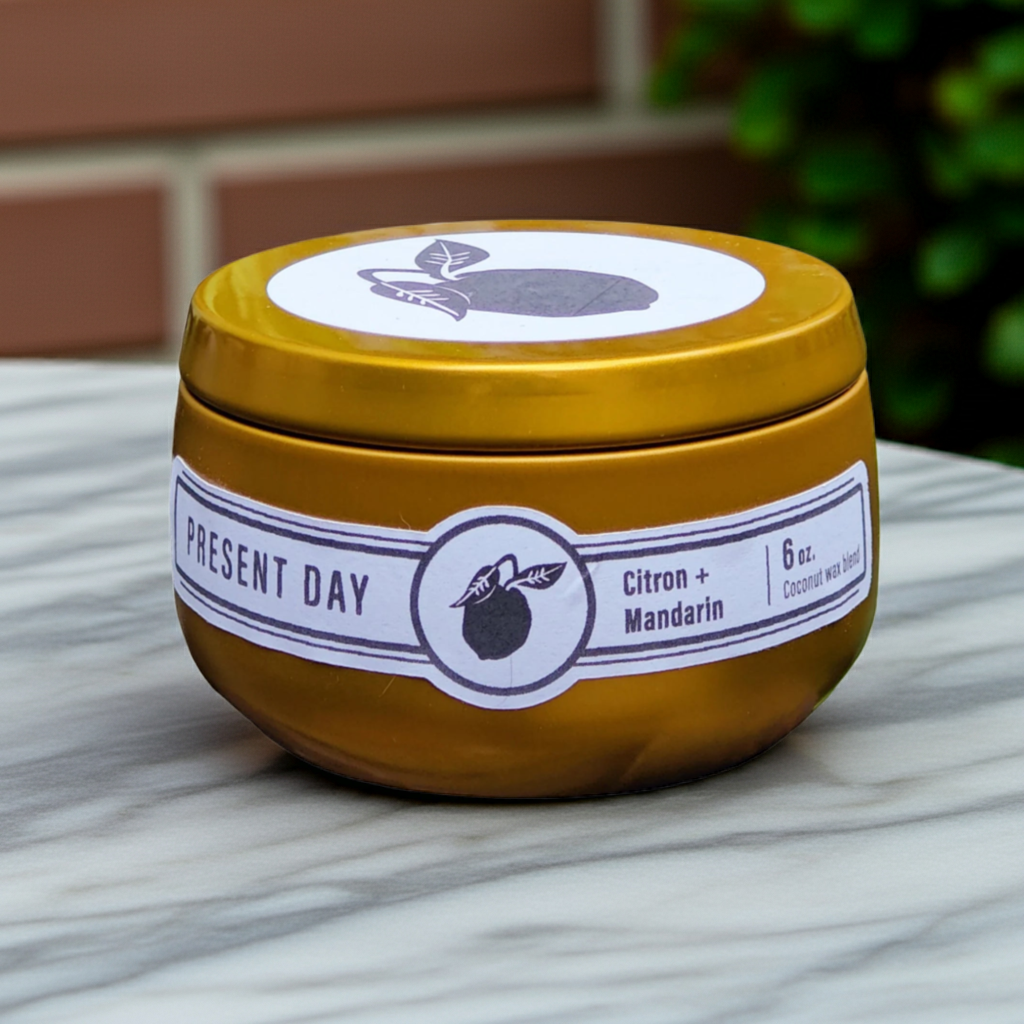 Citron Mandarin Candle – Hand-Poured 6 oz. Gift Tin, Bright Citrus & Warm Amber
