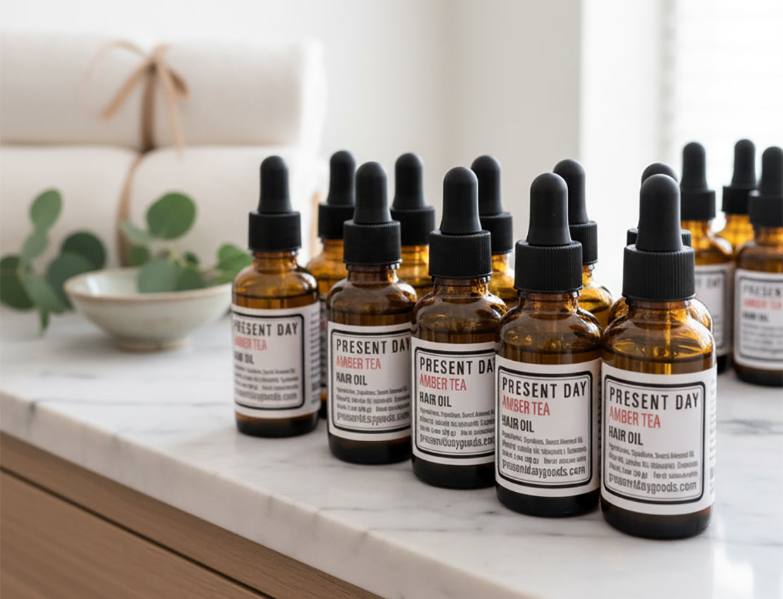 Amber Tea Luxe Hair Oil, 1 oz. Amber Glass Bottle