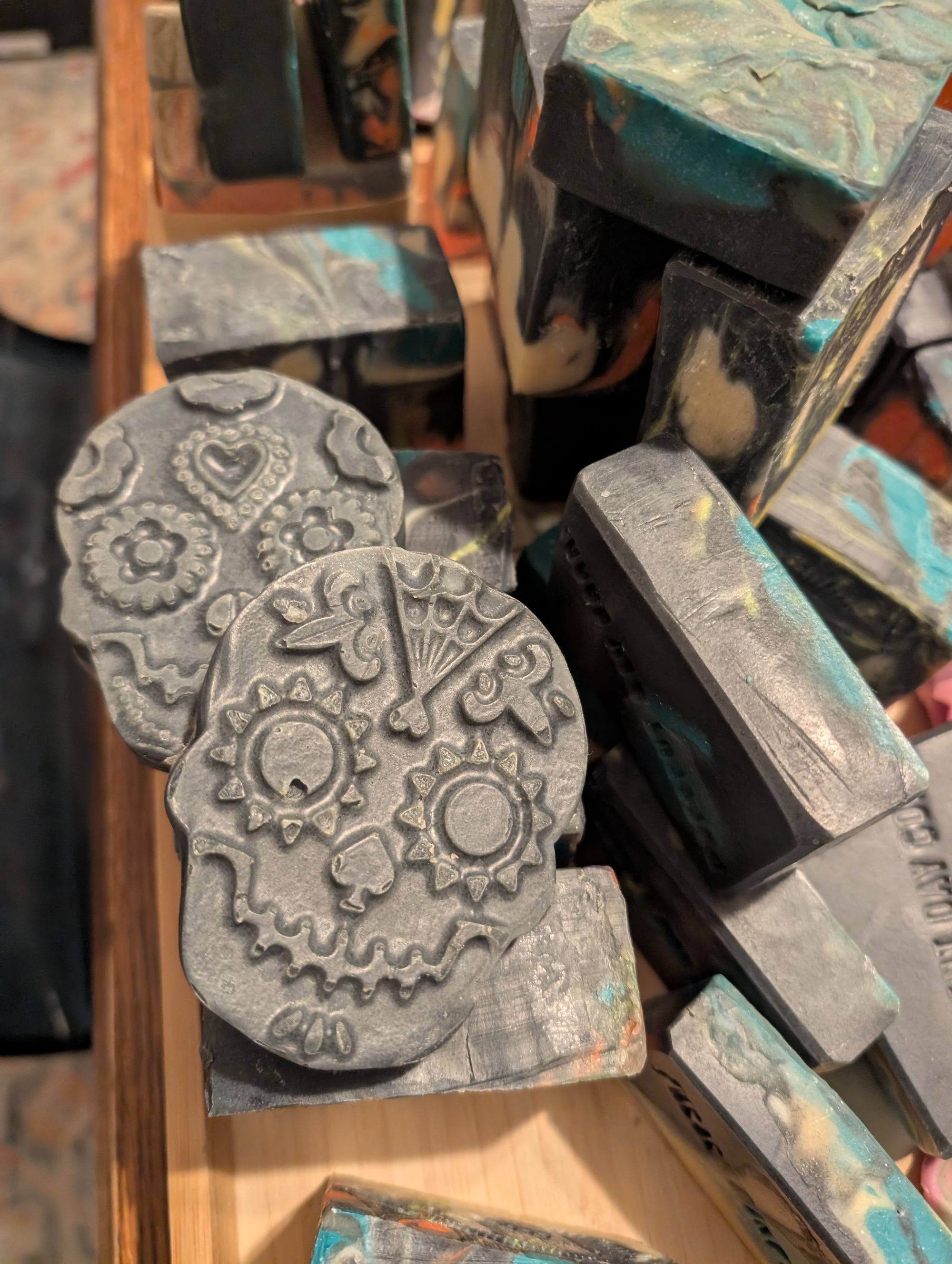 Day of the Dead Sugar Skull Scented Soap with Activated Charcoal