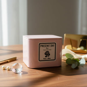 pink rose candle tin